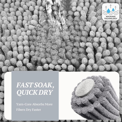 Dog Door Mat Absorpmax Dog Rug for Muddy Paw, Mat for Muddy Paw Door Indoor Floor Entryway, Waterproof Washable & Water Absorbent Dirt Trapper, 35" × 25", Grey