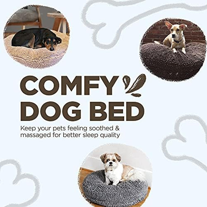 Super Snoozer Dog Bed - Microfiber Chenille round Bed for Dogs - Moisture Wicking Comfort - Removable Washable Cover (Dark Chocolate, Extra-Large 42”X42”X7”)