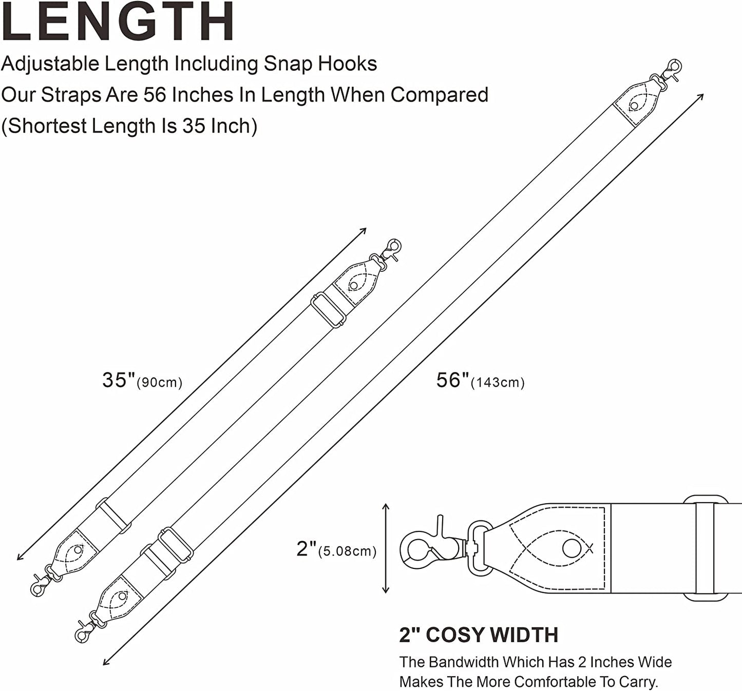 Purse Strap, 2" Crazy Horse Leather End Shoulder Strap Adjustable Replacement,Retro Jacquard Embroidery Multi-Pattern Crossbody Bag Straps for Handbag,Crossbody Bags(White Woven)