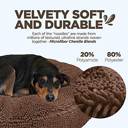Super Snoozer Dog Bed - Microfiber Chenille round Bed for Dogs - Moisture Wicking Comfort - Removable Washable Cover (Dark Chocolate, Extra-Large 42”X42”X7”)