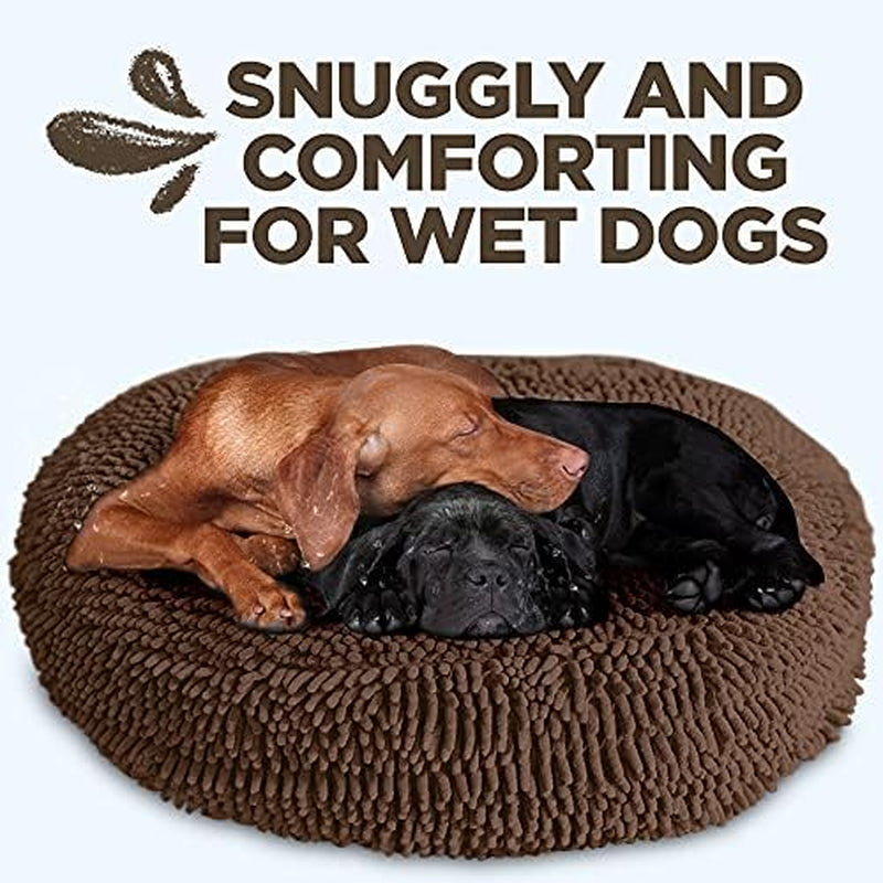 Super Snoozer Dog Bed - Microfiber Chenille round Bed for Dogs - Moisture Wicking Comfort - Removable Washable Cover (Dark Chocolate, Extra-Large 42”X42”X7”)
