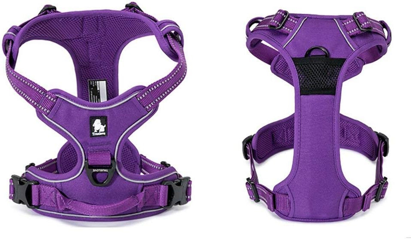 Adjustable No-Pull Dog Harness Reflective Pup Vest Harnesses Comfortable Control Brilliant Colors Tlh5651(Purple,S)