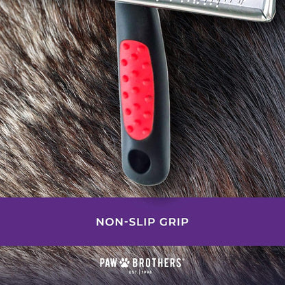 Paw Brothers Soft Flat Slicker Brush with Coated Pin Tips, Large/X-Large for Professional Groomers