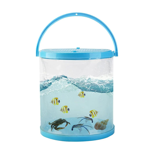 Foldable Small Aquarium Portable Fish Tank Fish Transport Container Plasitc Fish Bowl Fish Bucket Beginner Fish Tank Great Concept for Catching and Release Critters Beach Pool and Lake
