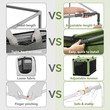 Soft Dog Crate, Dog Travel Crate - 36 Inch Lightweight, Easy Setup, Sturdy Portable Dog Crate, Adjustable Framework with 3 Mesh Door, Soft Sided Collapsible Dog Kennel Green