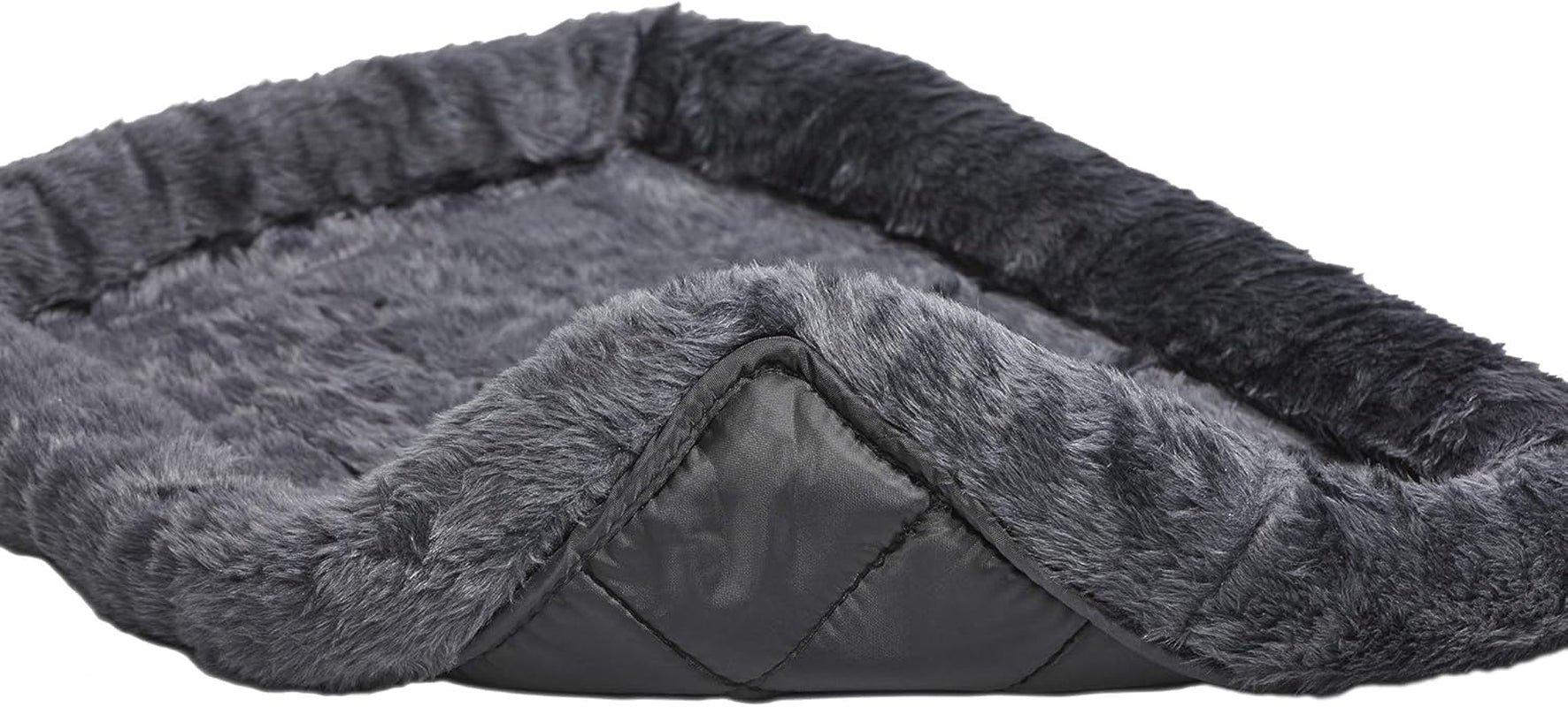 Dog Bed – Gray Faux Fur Bolster, Ultra-Soft and Machine Washable, Fits 24-Inch Crates and Carriers, for Small Dogs and Cats